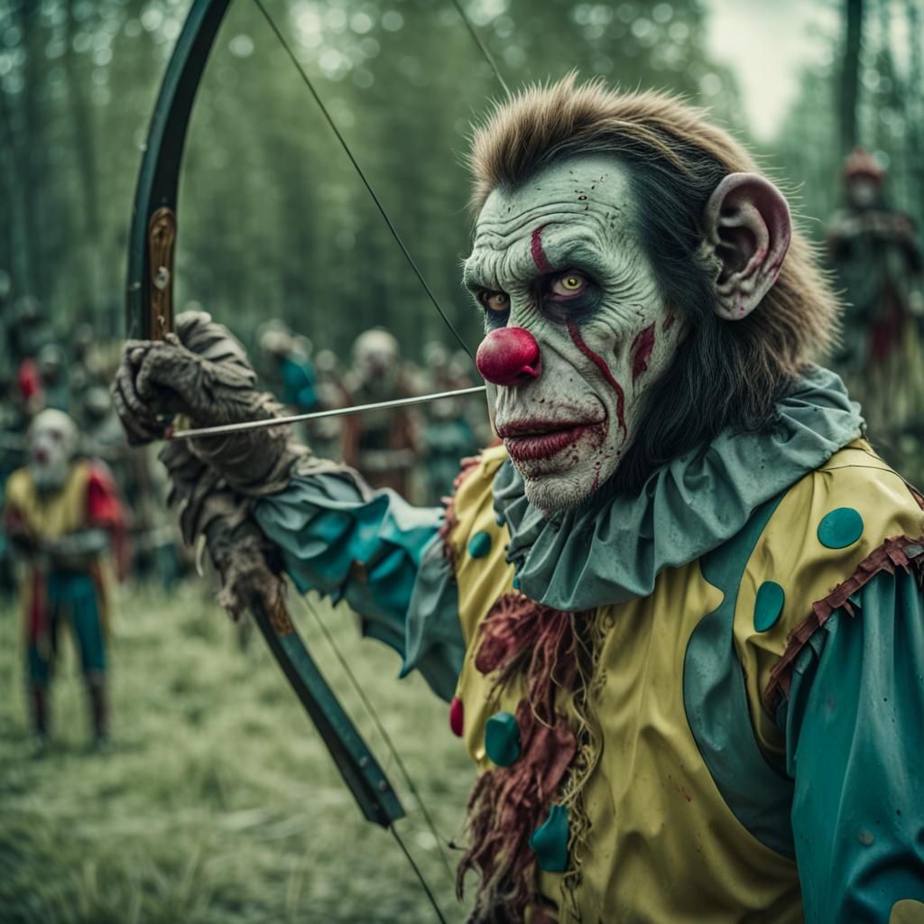 Zombie Monkey Clown in Medieval Archery Contest
