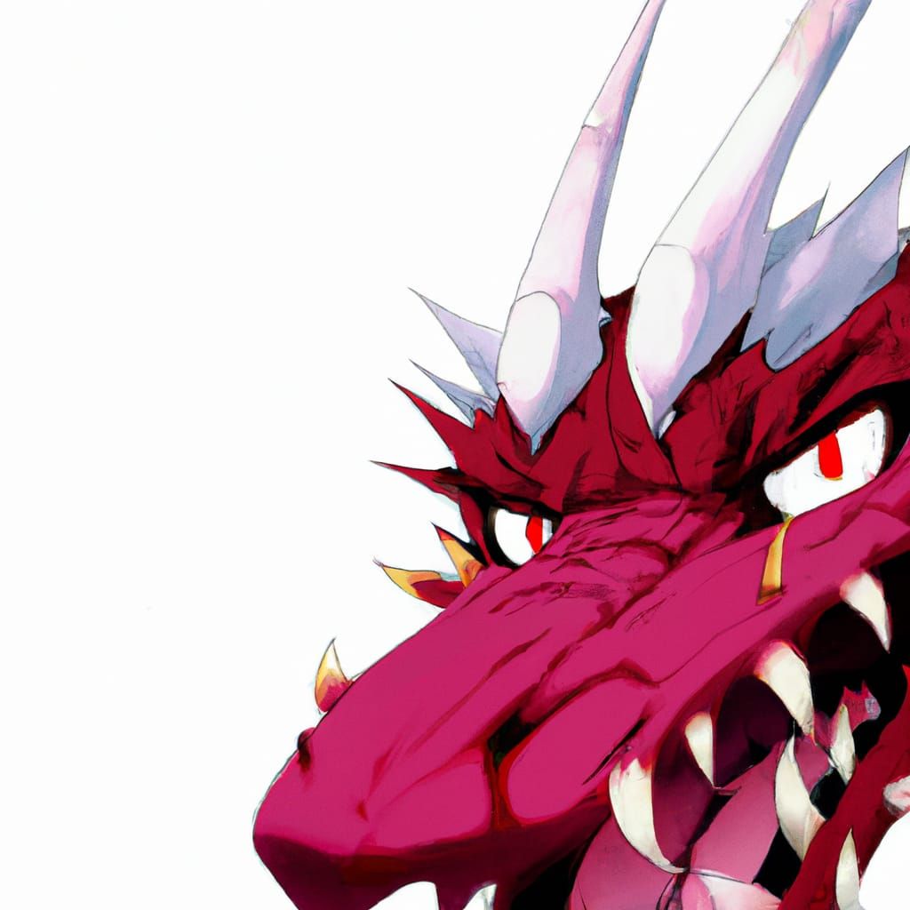Scarred Red Dragon Head in Anime Style