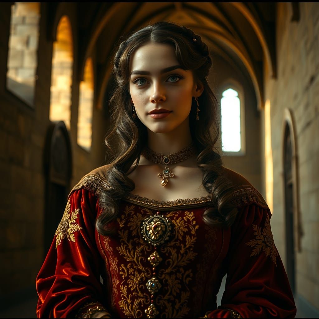 Elegant Medieval Woman in Renaissance Attire
