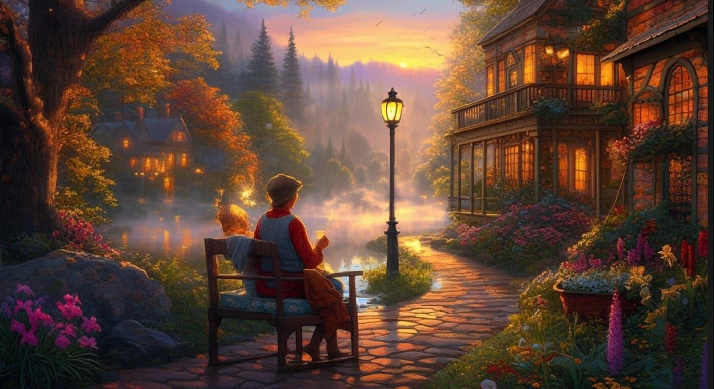 Ethereal Golden Hour Fantasy Landscape