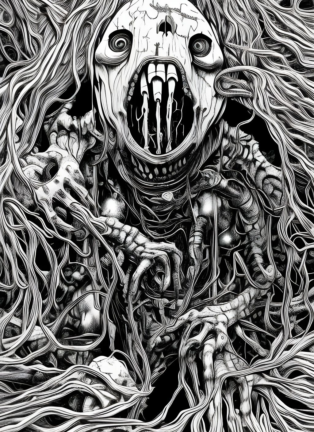 Horrifying Dismembered Hand Ghost in Manga Style