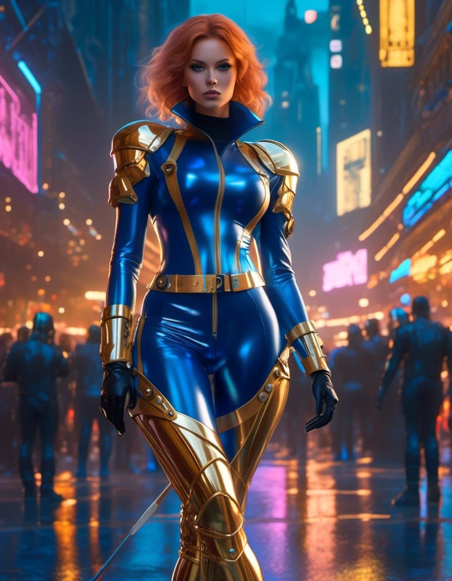 Swedish Woman in Cyberpunk Costume: Anime Style