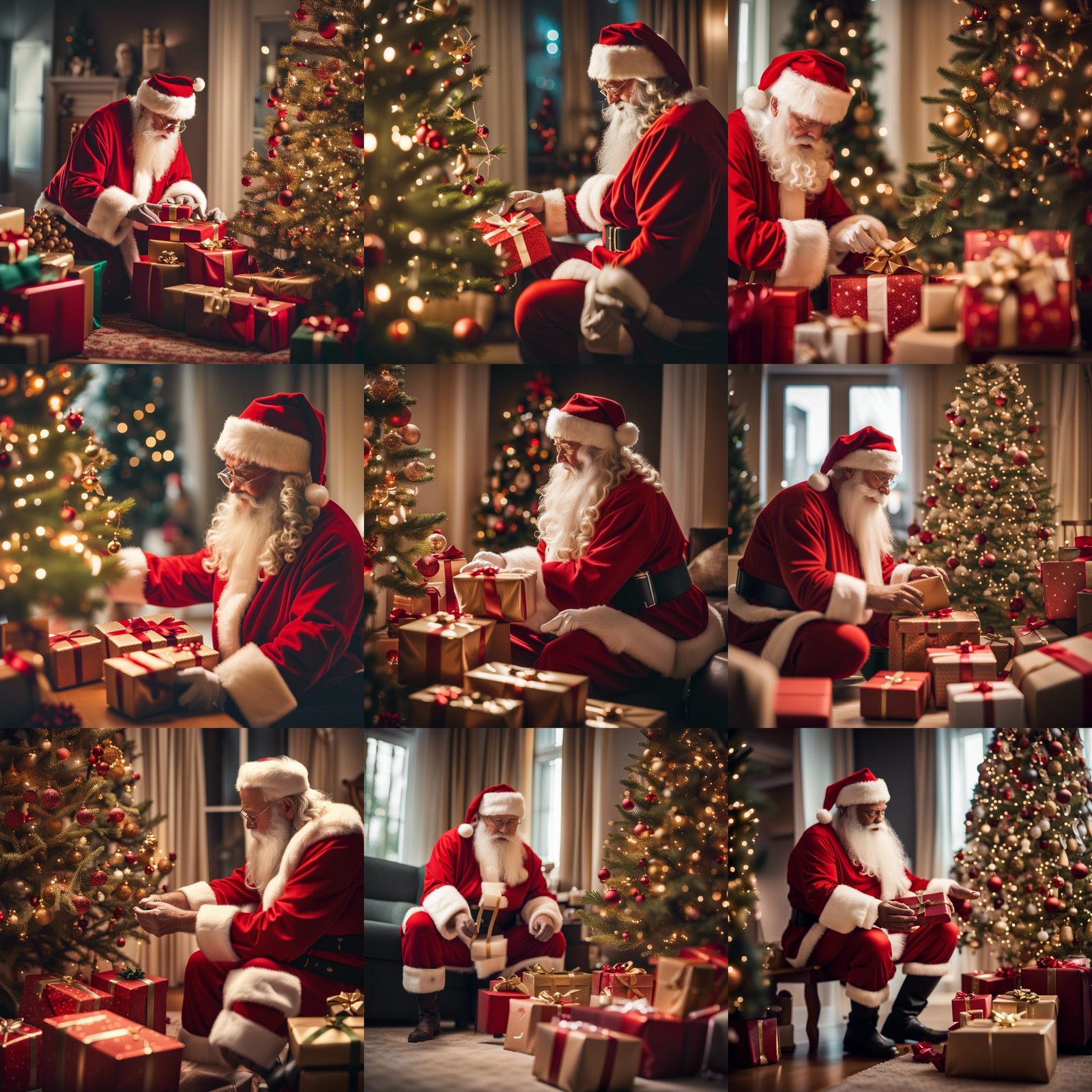 Santa Delivering Gifts on Christmas Eve