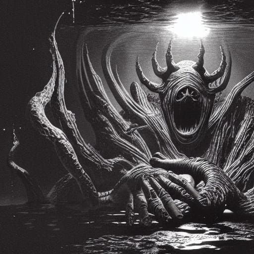 Monster from the Black Lagoon in Horror Style