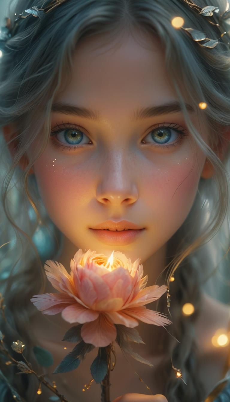 Enchanting Fairy Tale Girl Portrait in Pastel Colors