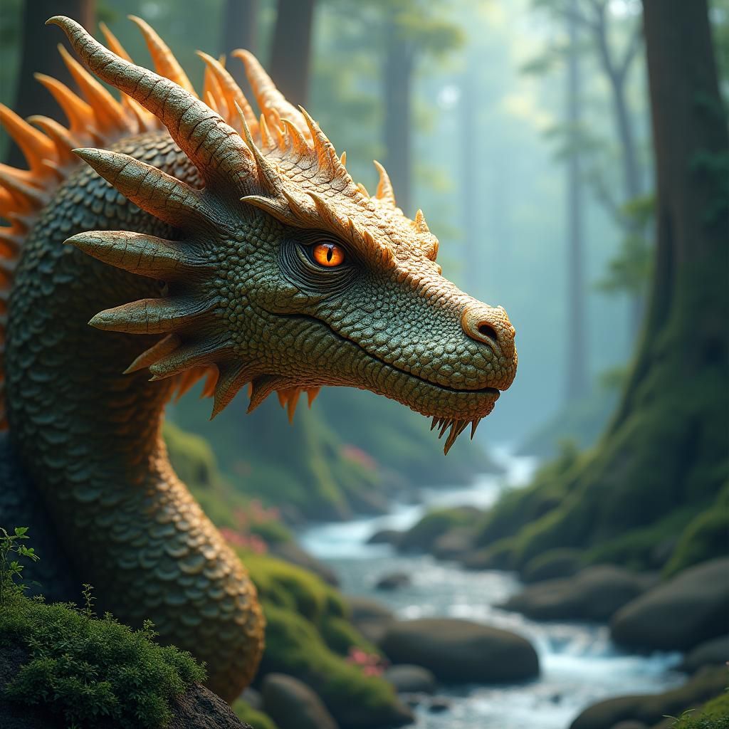 Detailed Dragon Head with Forest in Unreal Engine 5