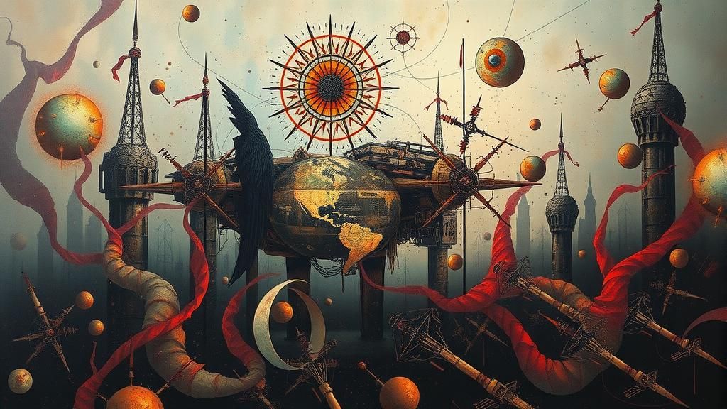 Abstract Dystopian Surrealism Warscape in Heavy Metal Style