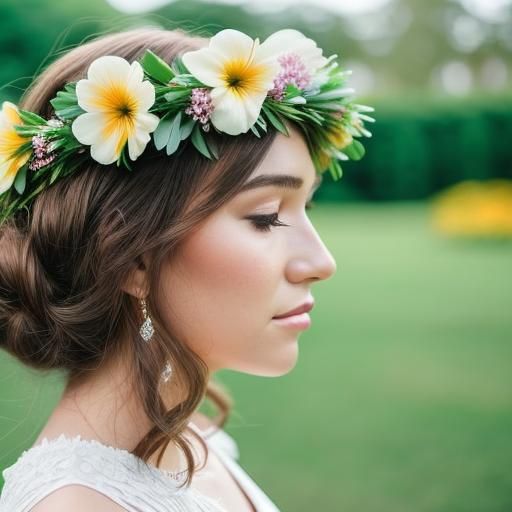 Woman with Flower Crown in Dreamy Portrait