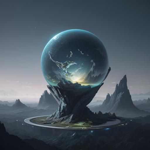 Cybernetic Mercury Sphere in Carrara Sky Mood