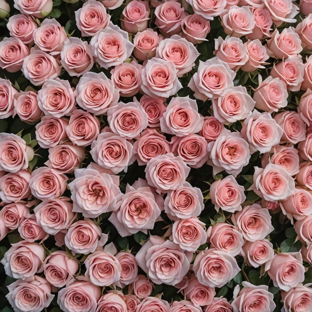 Wall of Pink Roses in Divine Light
