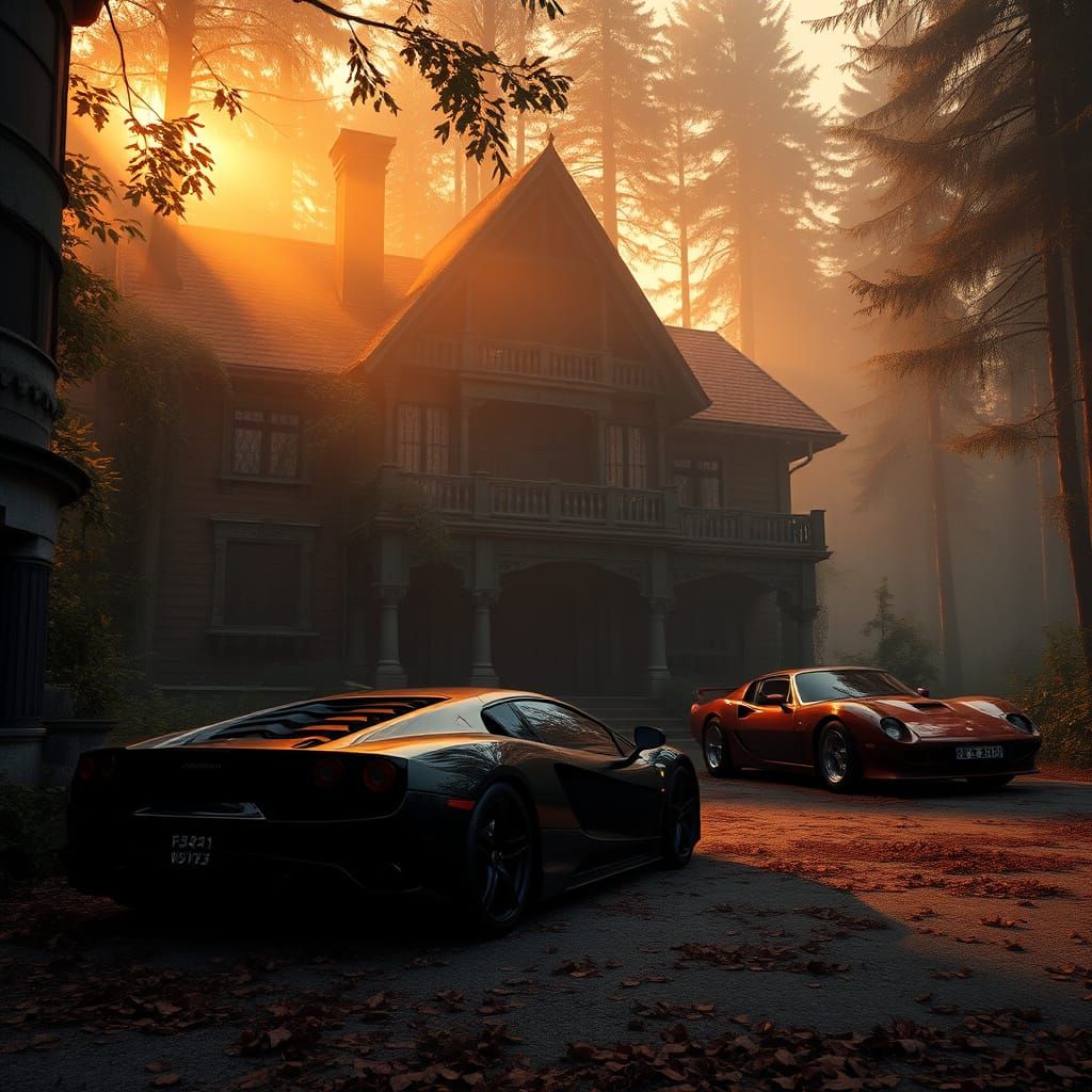 Luxury Mafia Timber Mansion Deep in a Misty Forest