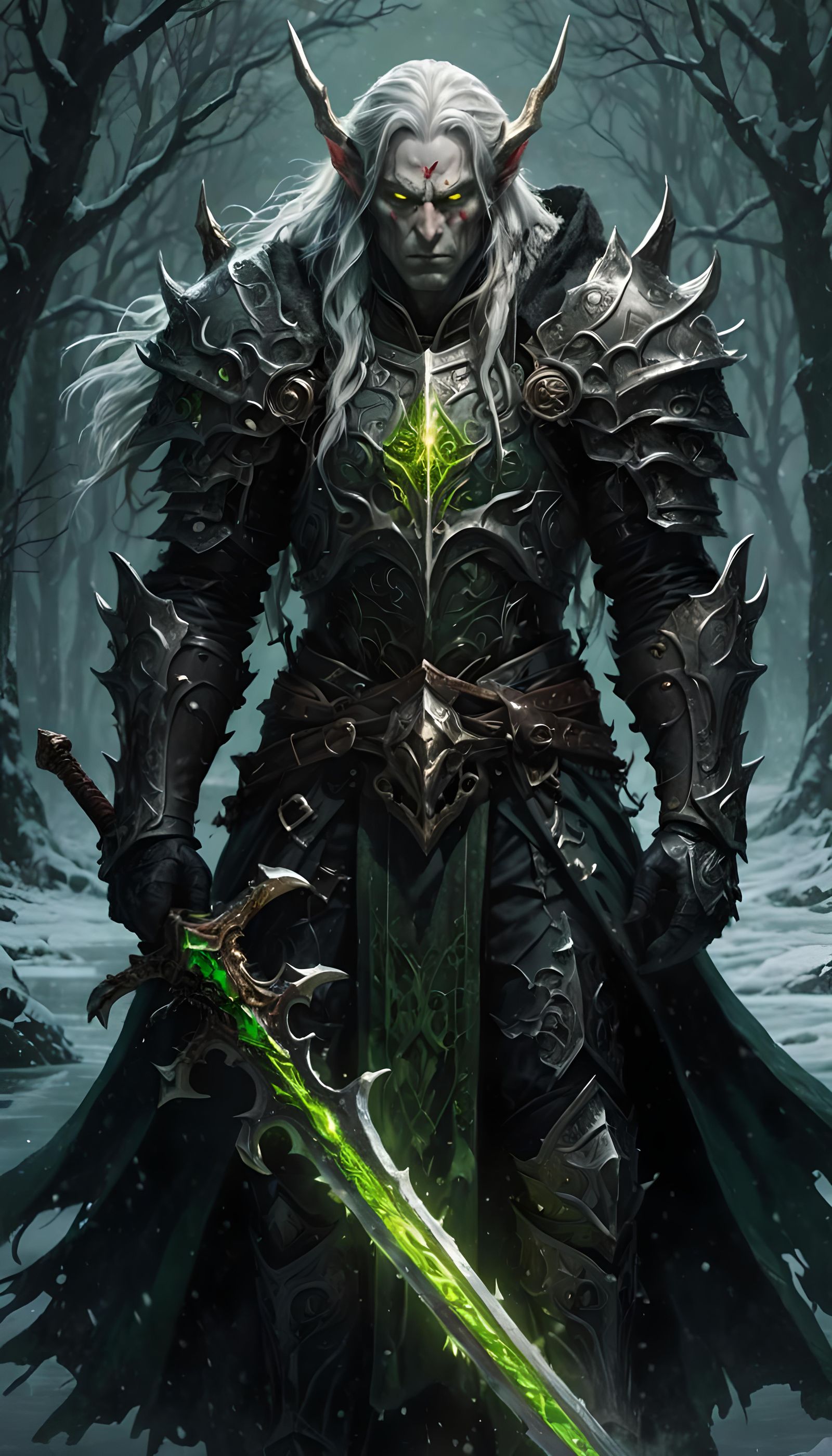 Blood Elf Death Knight in Snowy Woods