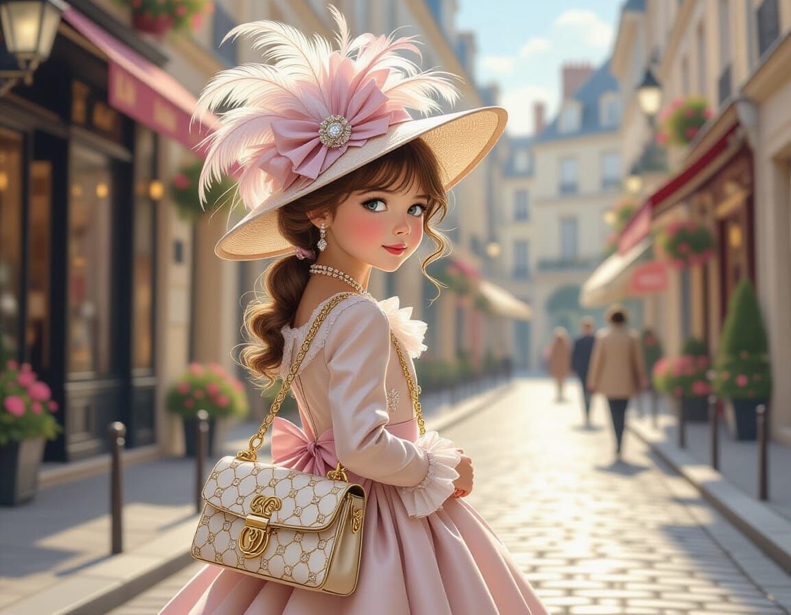 Elegant Girl with Designer Bag in Paris