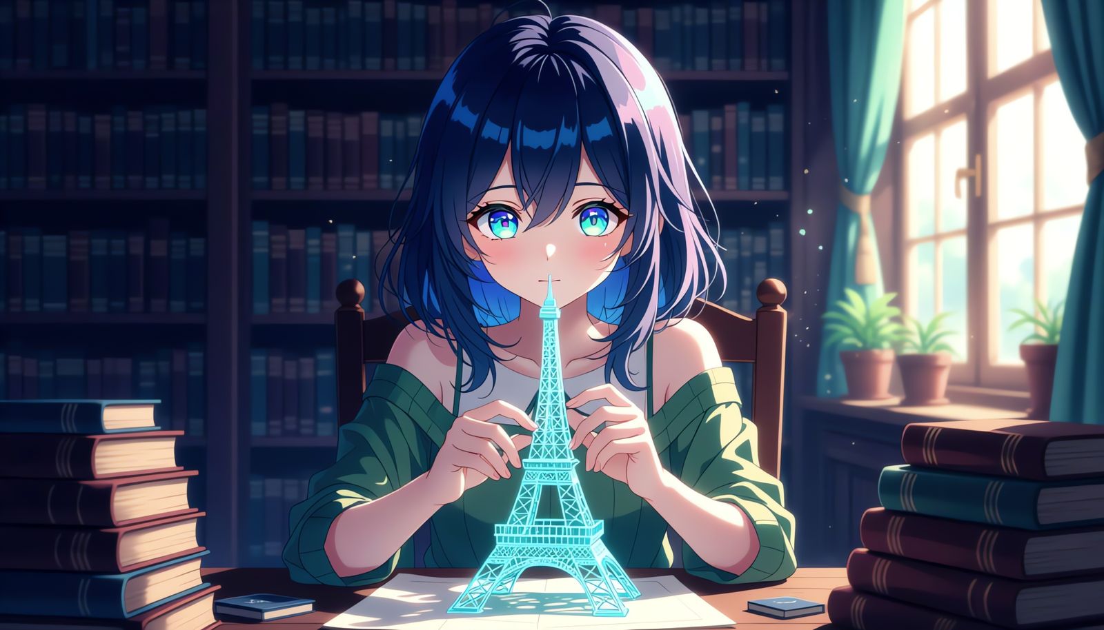 Anime Girl Creates Eiffel Tower with Wire