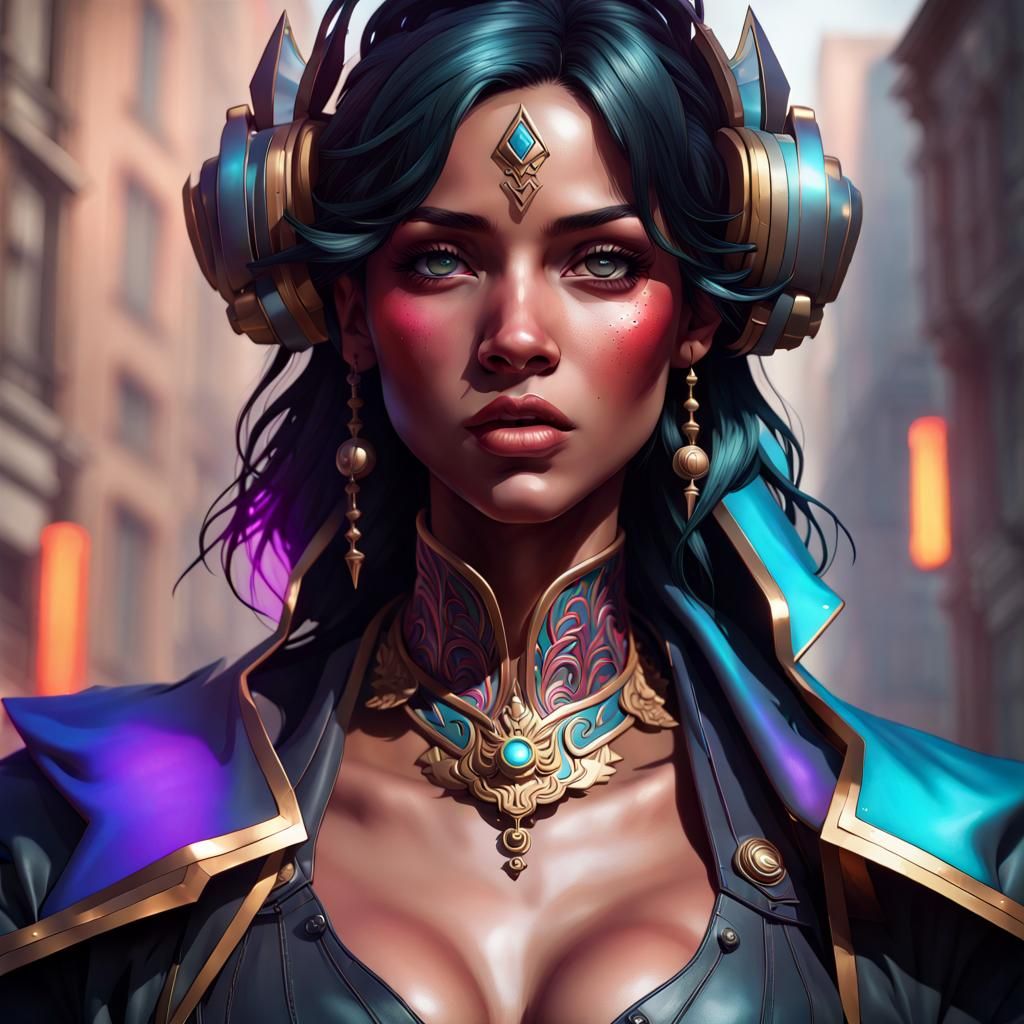 Detailed Portrait with Black Boots in Art Nouveau Style