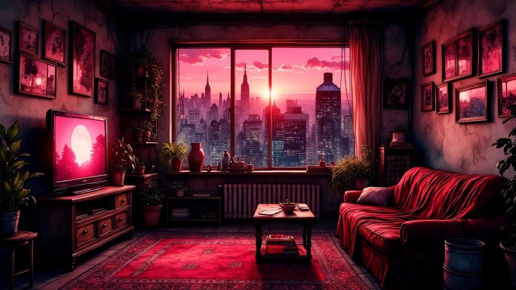 Post-Industrial Apartment in Anime Key Visual Style