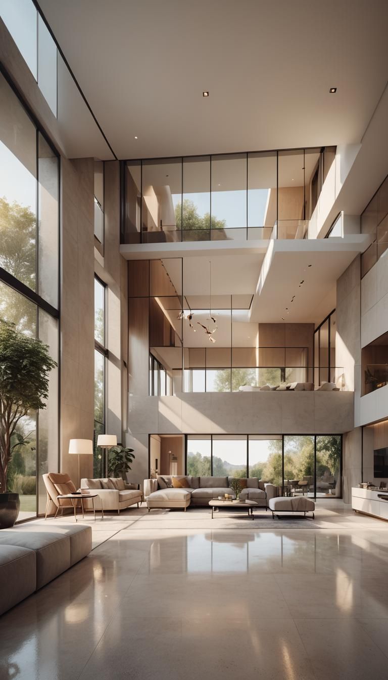 Sleek Minimalist House in Soft Light: 4K Photo