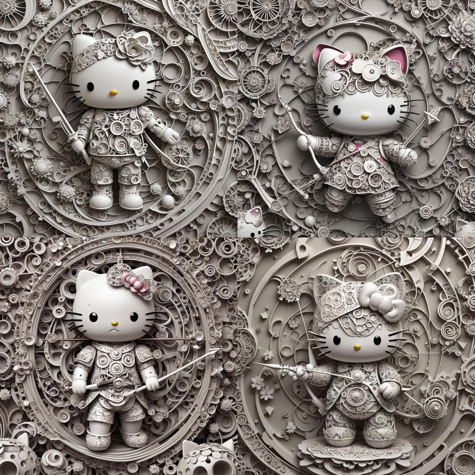 Hello Kitty as Archer in Abstract Vector Art