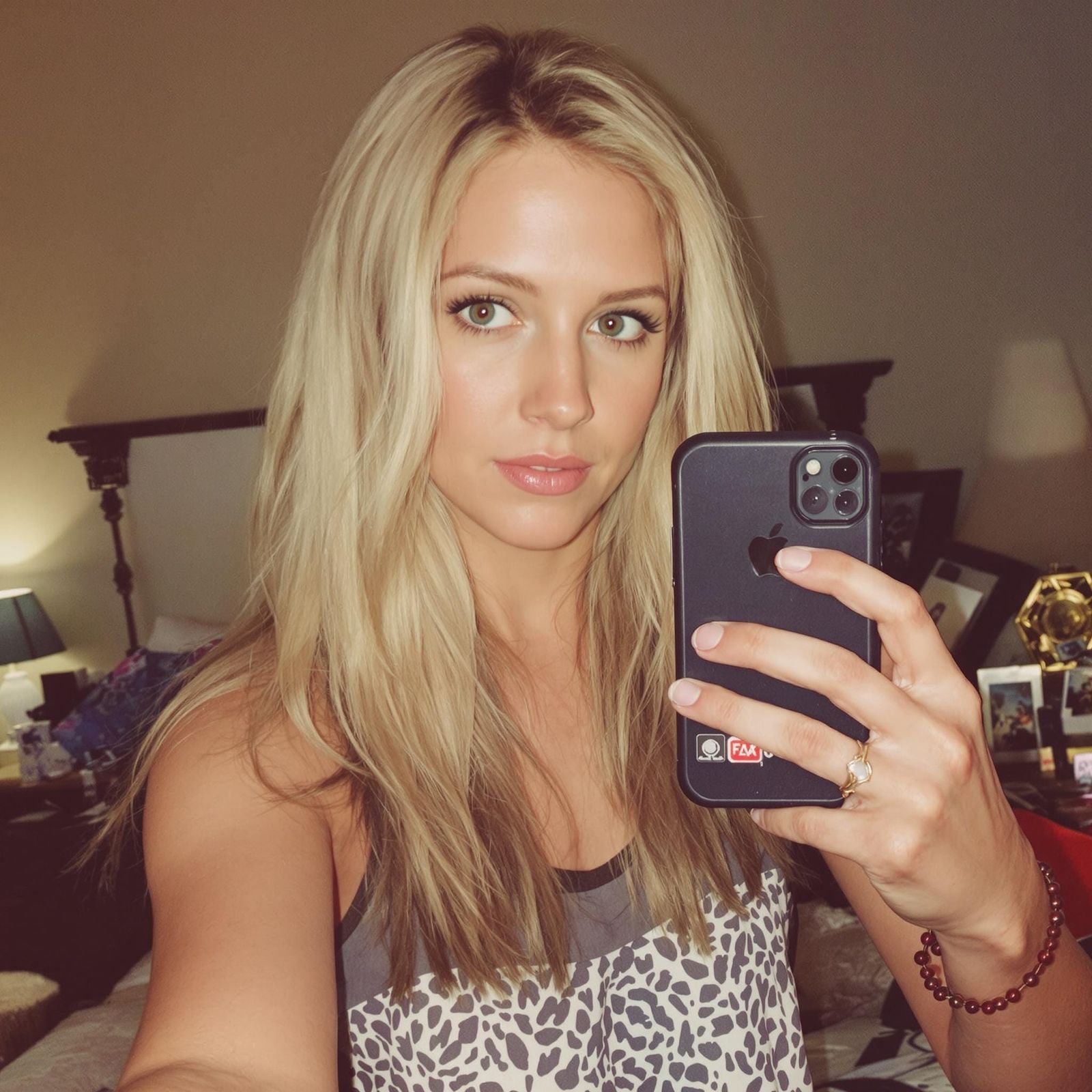 Nostalgic Snapchat Selfie of Blonde Woman