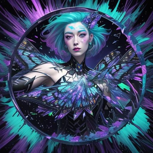 Surreal Butterfly Release in Vaporwave Style