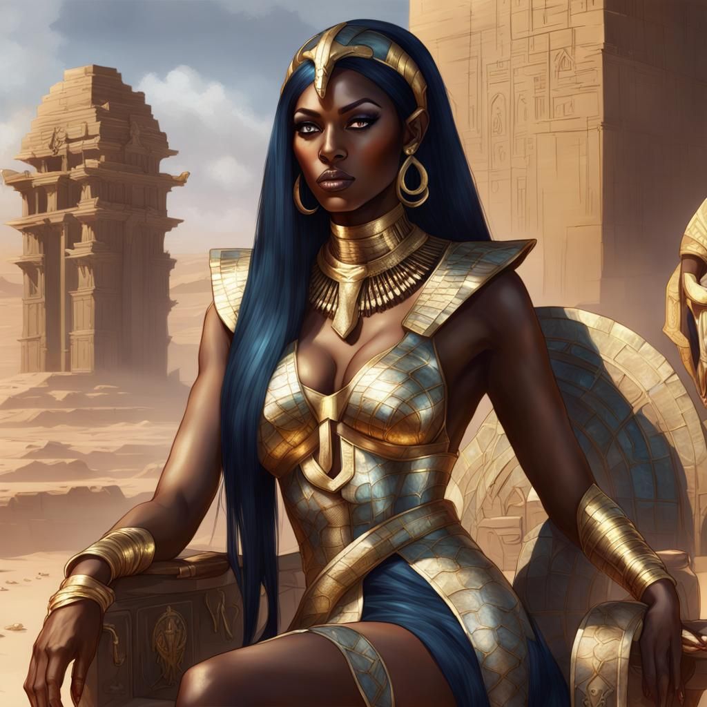 Egyptian Lamia Queen Overlooking Desert City