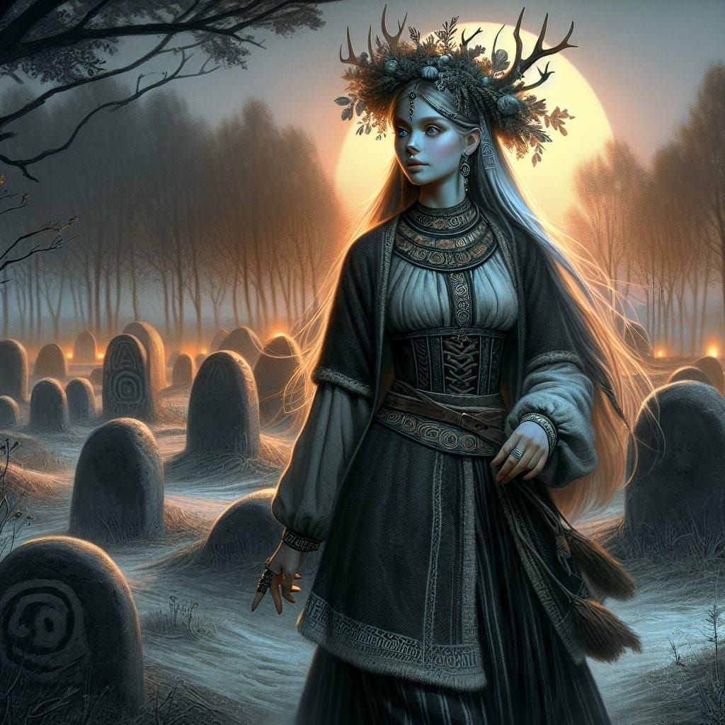 Iron Age Baltic Woman as Digital Matte Painting