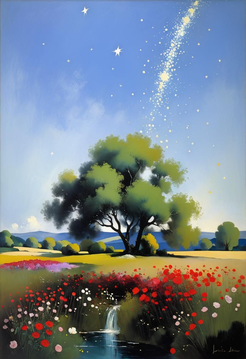 Cosmic Planet Eruption in Art Deco Style