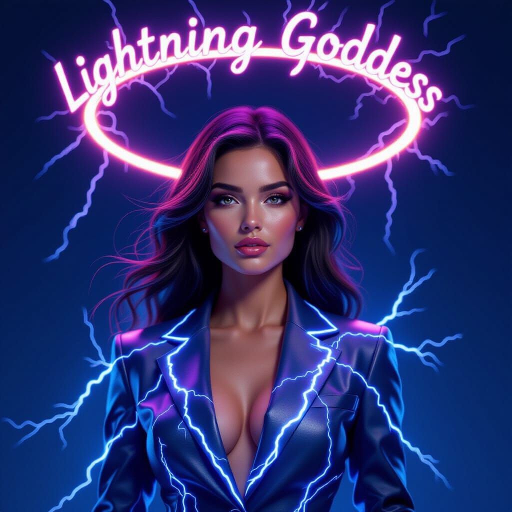 Lightning Goddess with Electric Ring in Cinematic Style