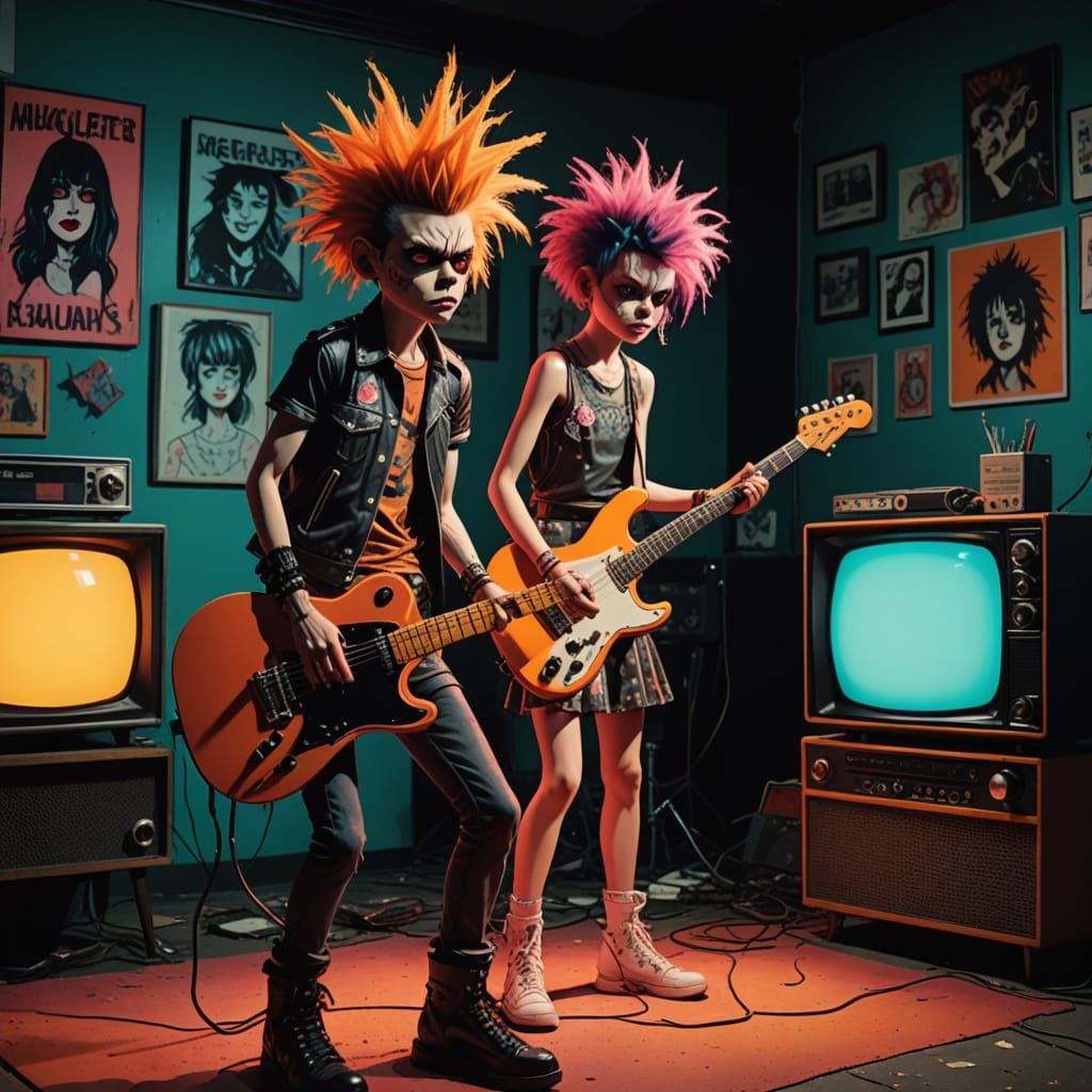 Gritty Punk Rock Performance on Vintage TV