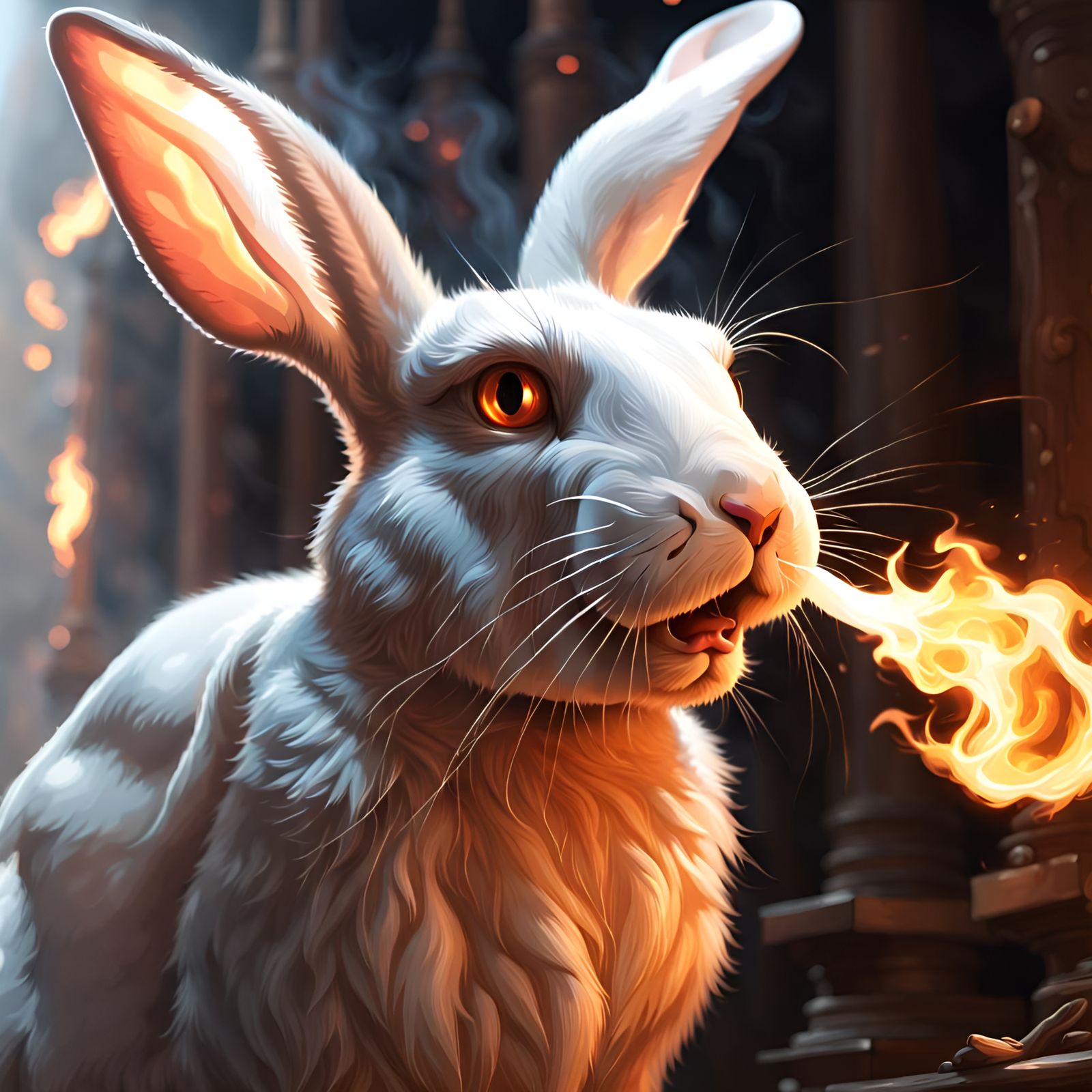 Fire Breathing Rabbit Digital Painting