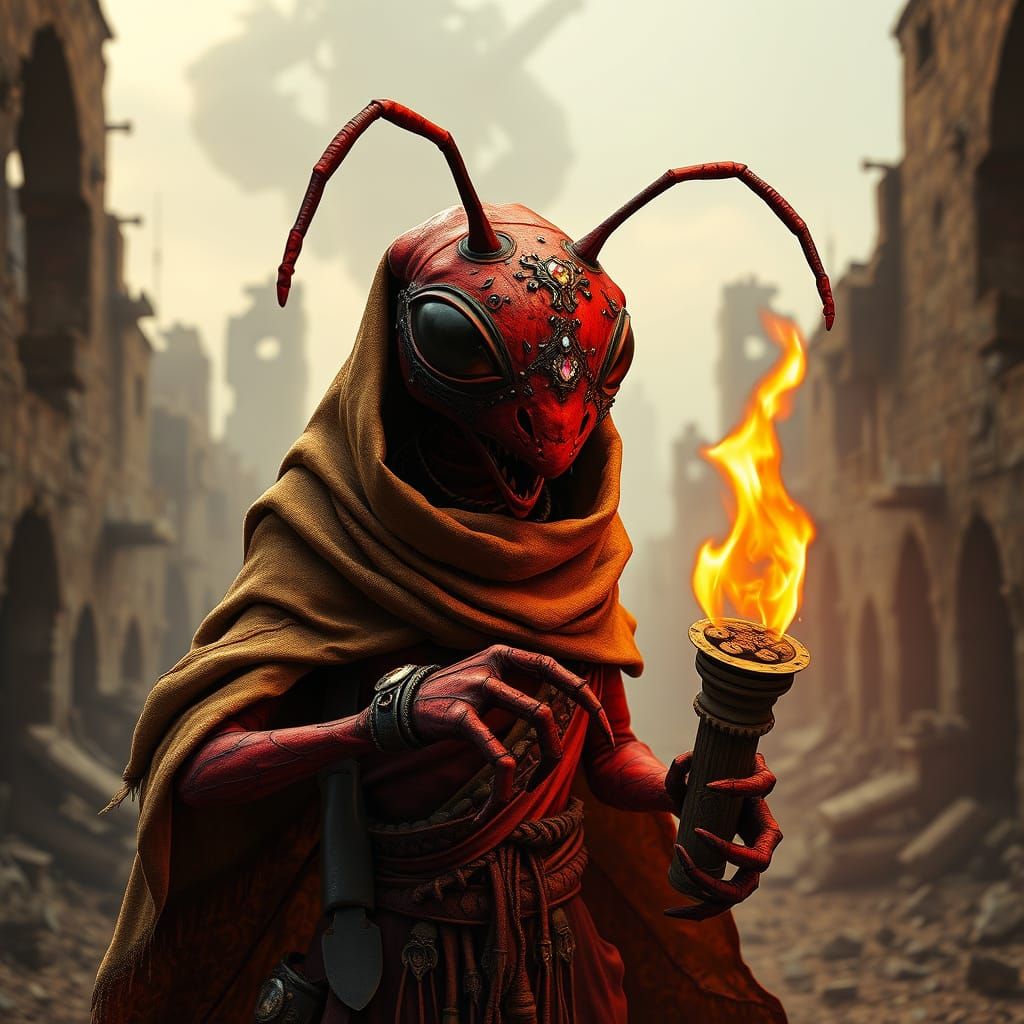 Dark Desert Warrior Ant in Ancient Ruins