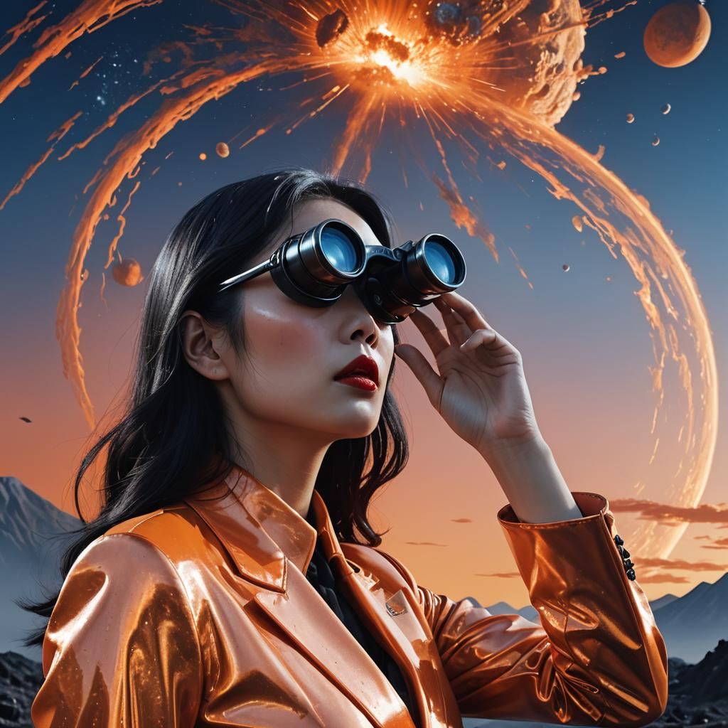 Lunar Observer: Nuclear Explosion in Surreal Digital Art