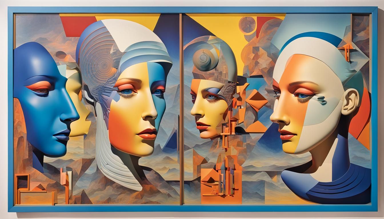 Geometric Human Figures in Bauhaus Abstract Art