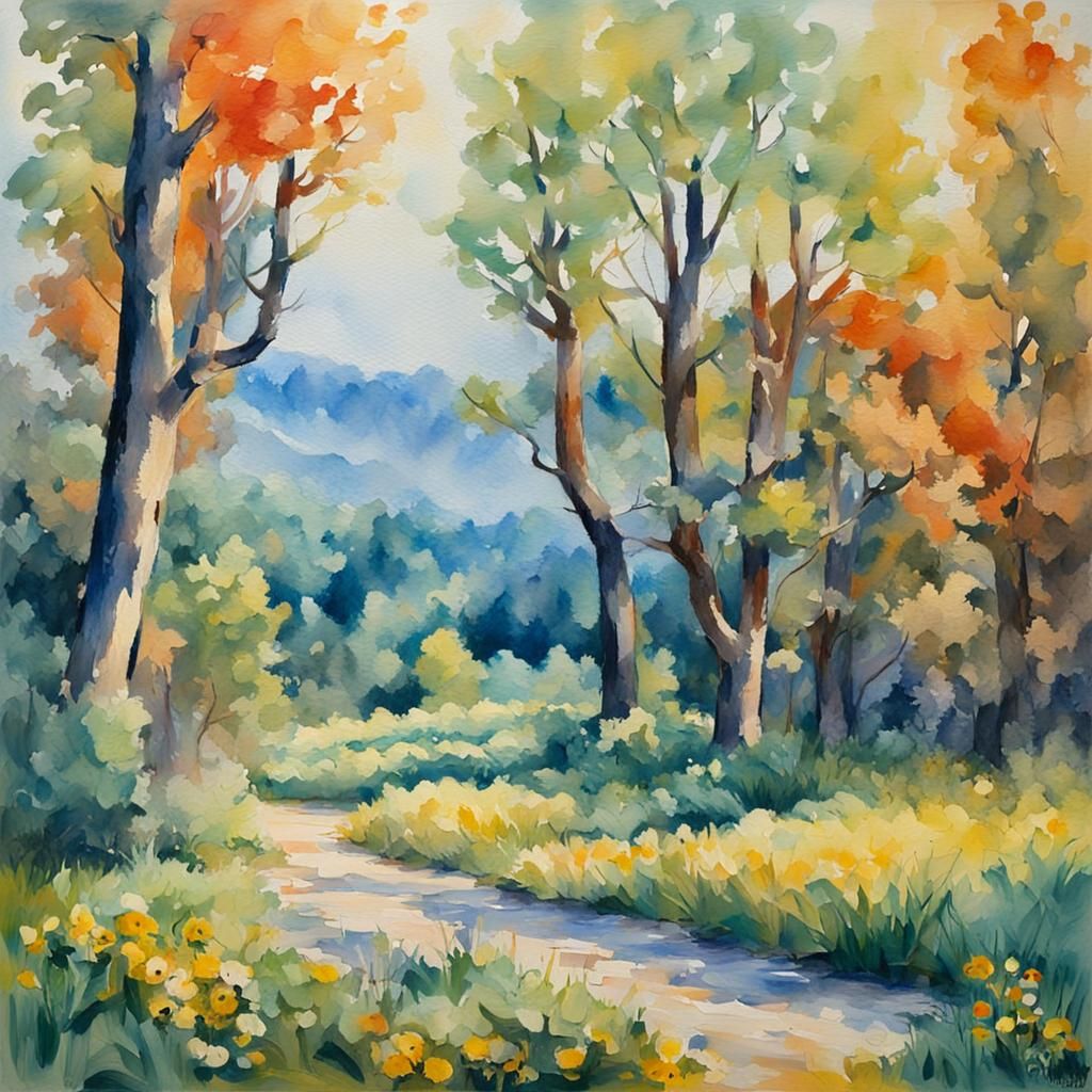 White Plush Cat in Gouache Watercolor Style