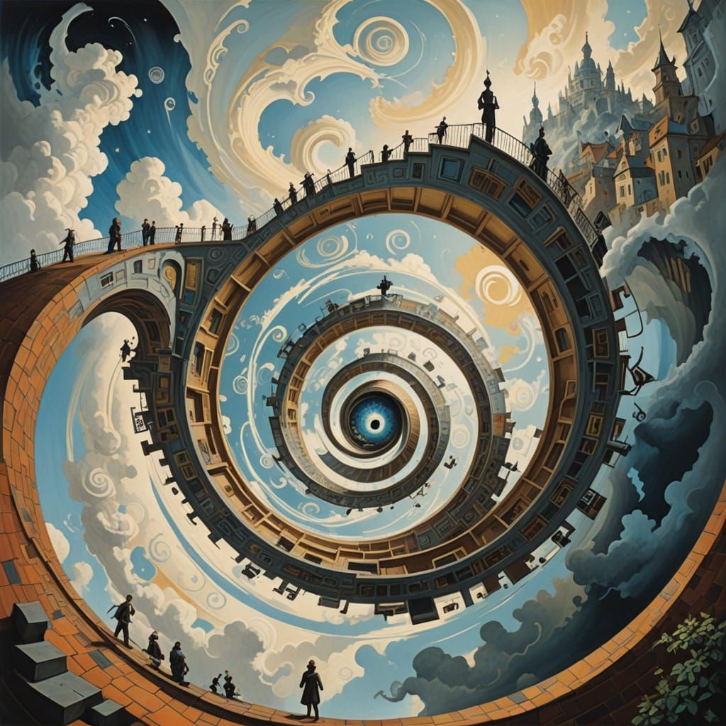 Dreamlike Vertigo Scene in Surrealist Style