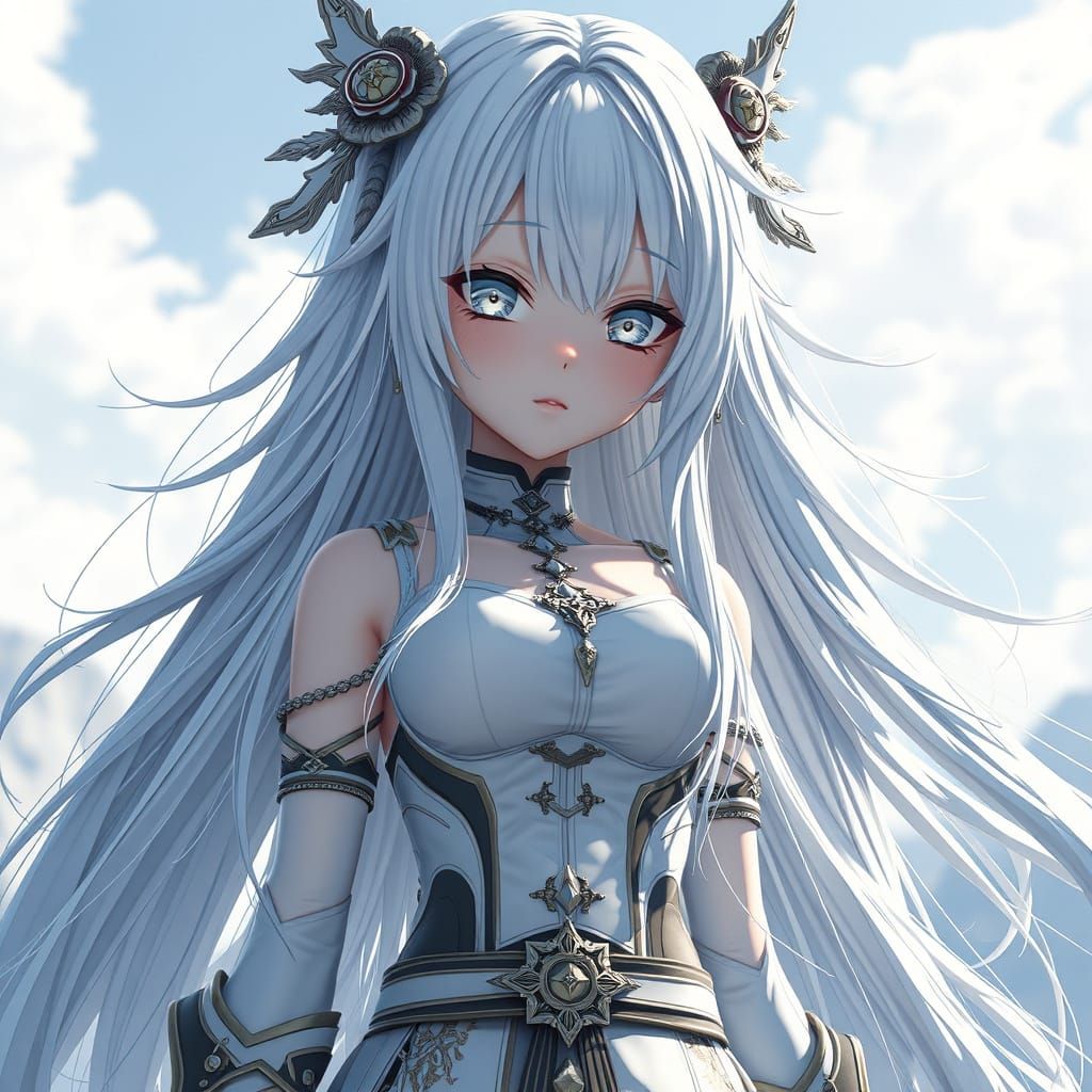 Silver-Haired Anime Girl in Detailed 3D Art