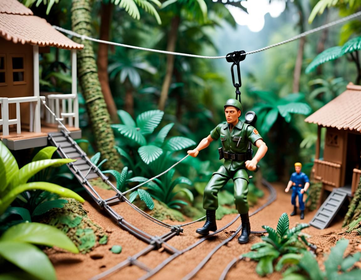 Action Figure Jungle Village Zip Line Adventure