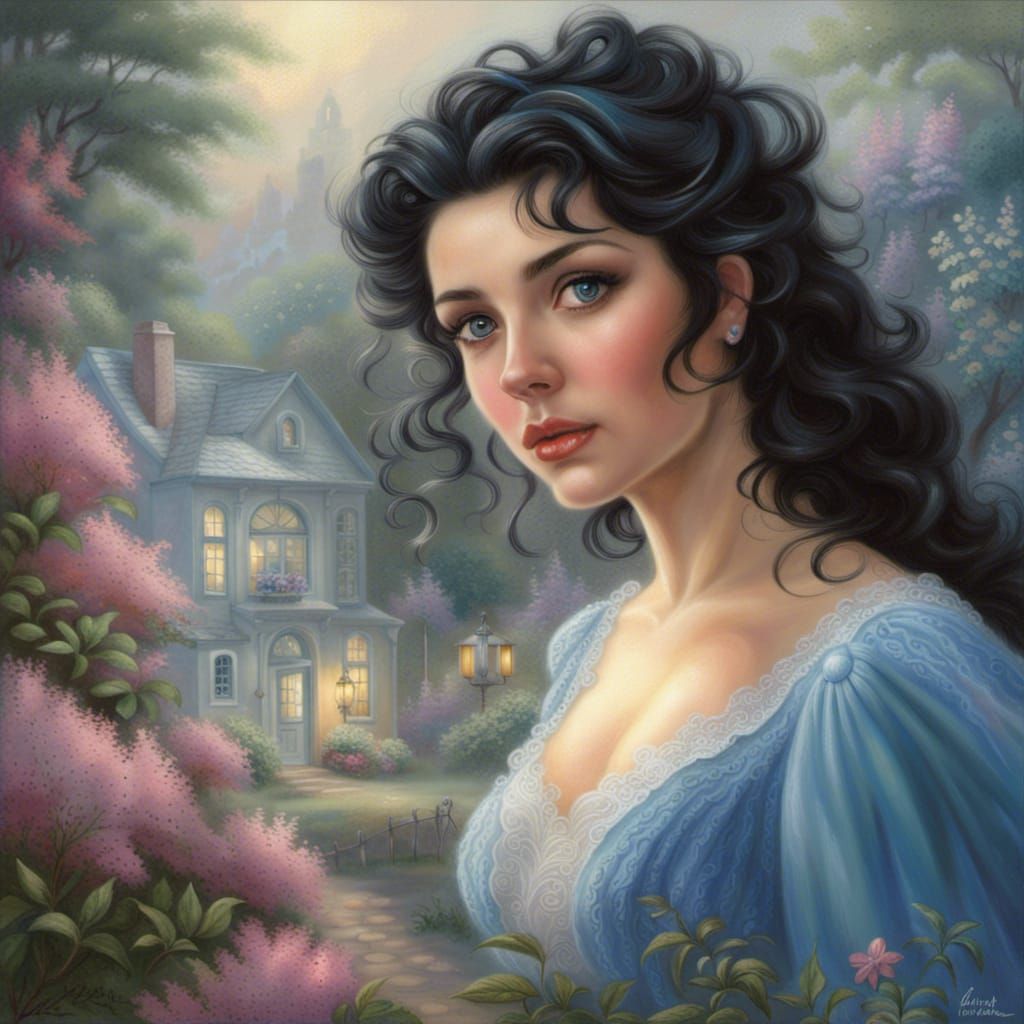 Ethereal Beauty with Retro Hair in Detailed Fantasy Style