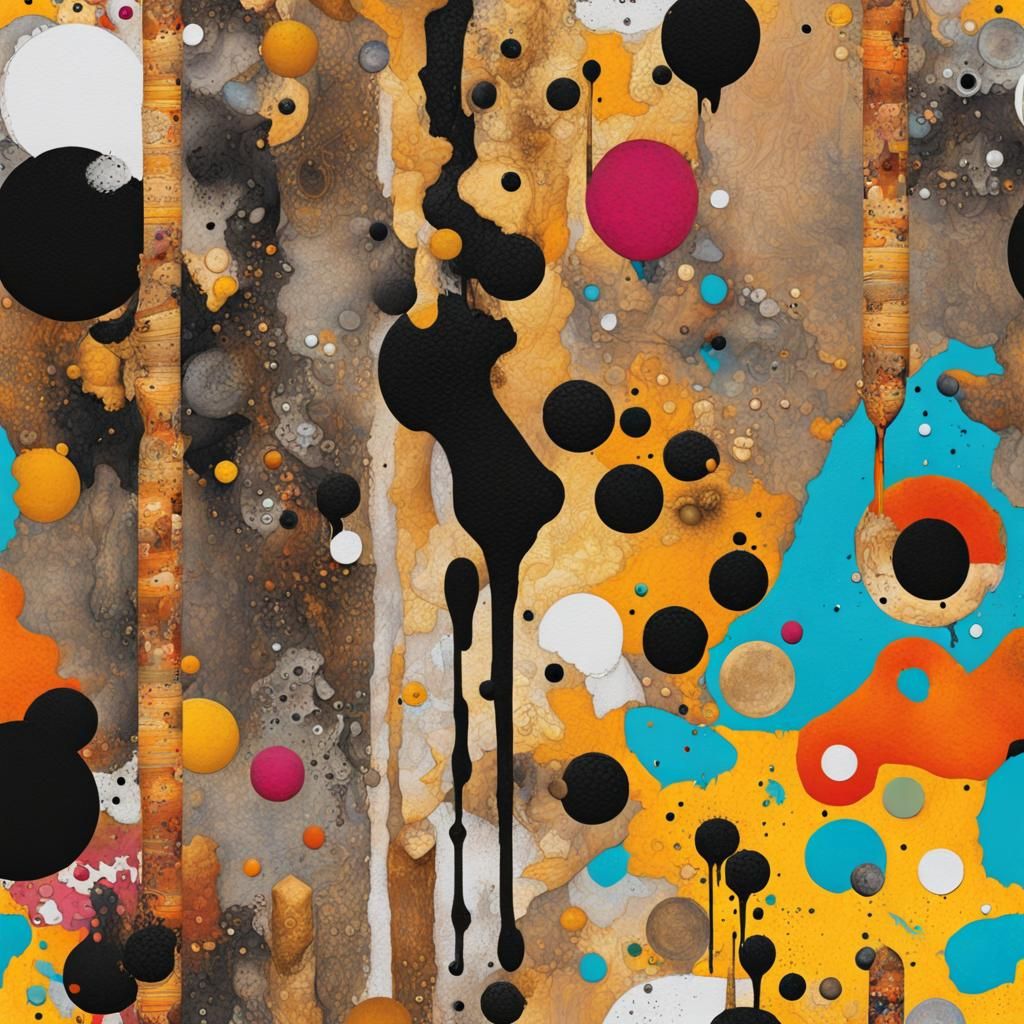 Klimt-Inspired Collage with Graffiti Art Texture