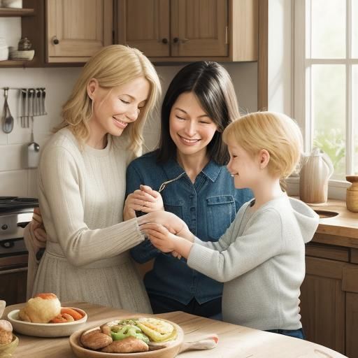 Heartwarming Family Portrait in Watercolor Style