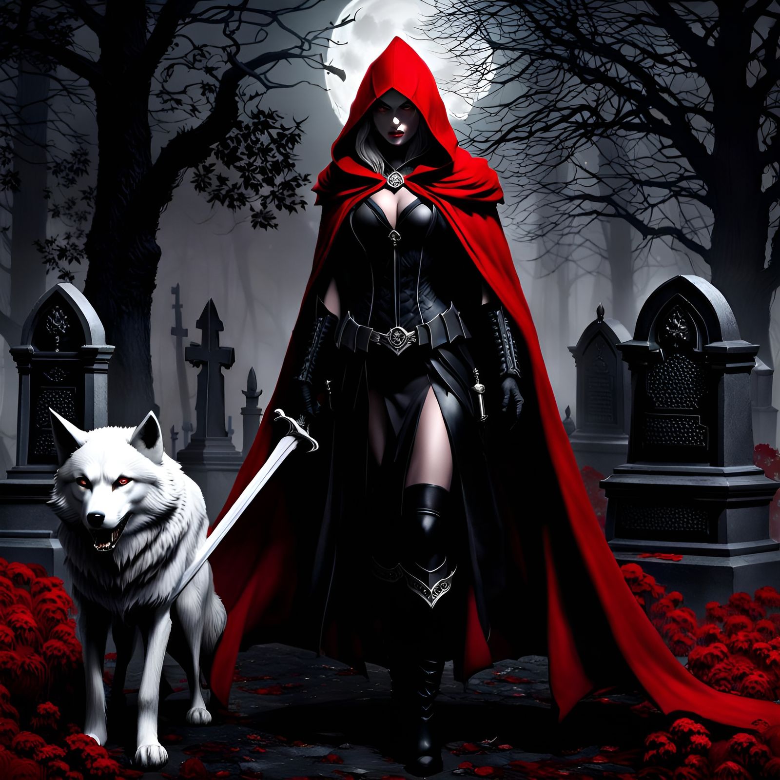 Gothic Red Riding Hood as Grim Reaper