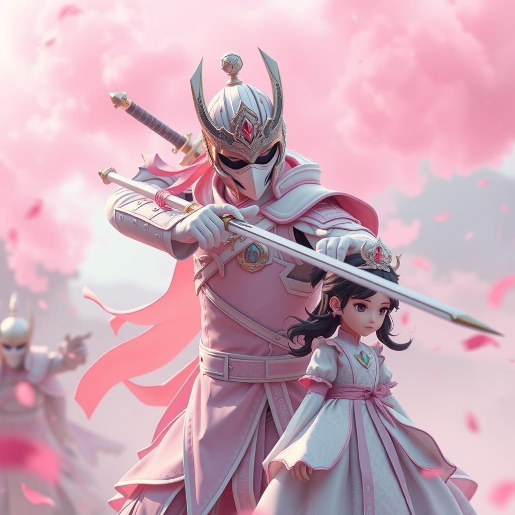Anime Commander Protects Princess in Pastel Armor
