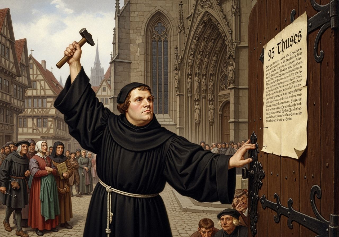 Martin Luther Nails 95 Theses to Church Door