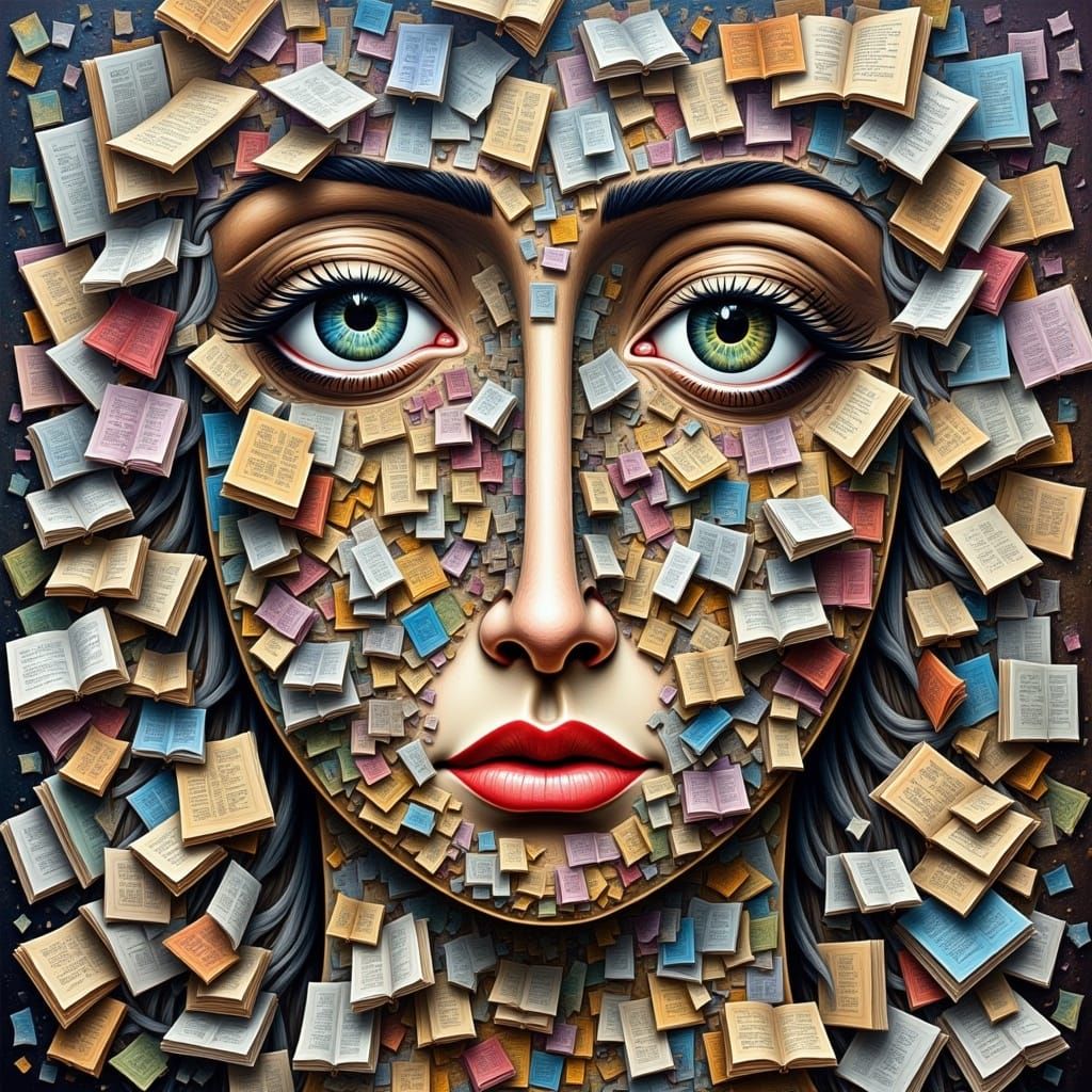 Kaleidoscopic Face in Surreal Mixed Media Style