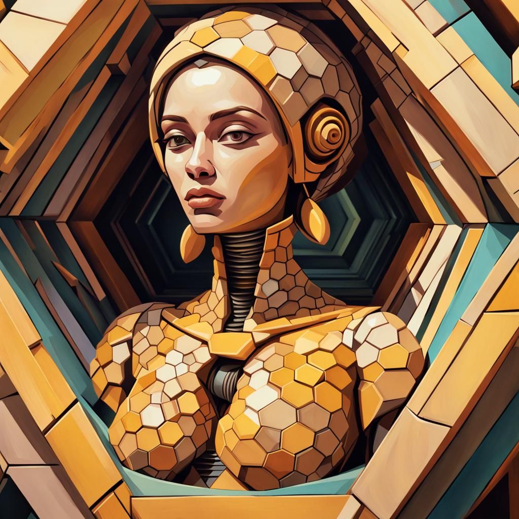 Beehive Queen: Cubist Geometric Fauvism