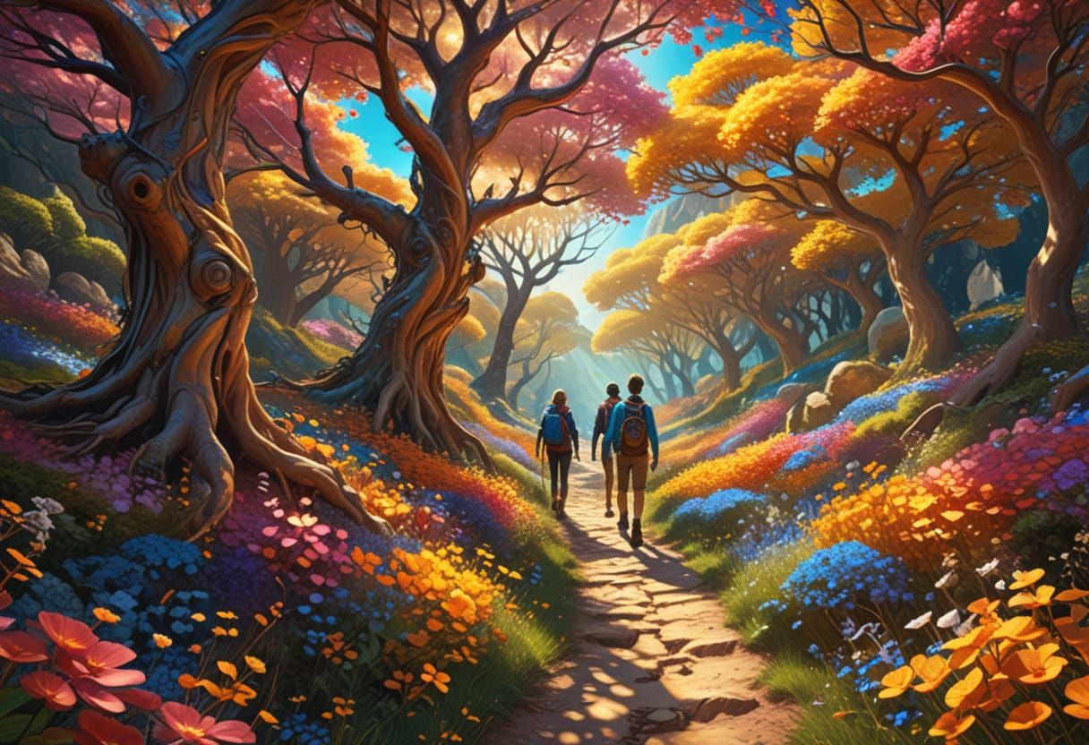 Hikers Discover Wonderland in Digital Painting