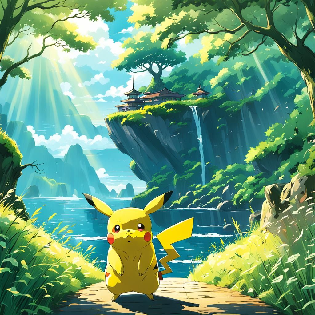 Pikachu in Studio Ghibli Anime Style