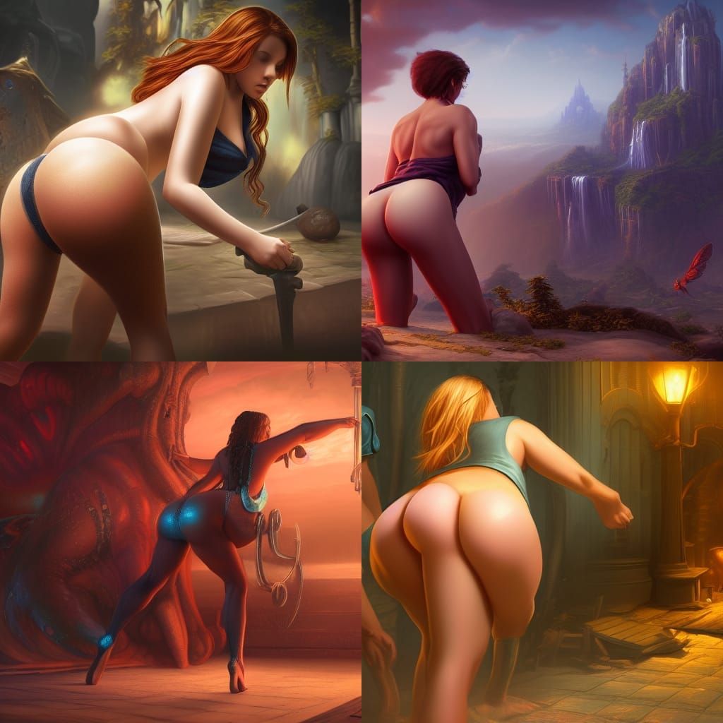 Man Spanking Woman: Detailed Digital Matte Painting