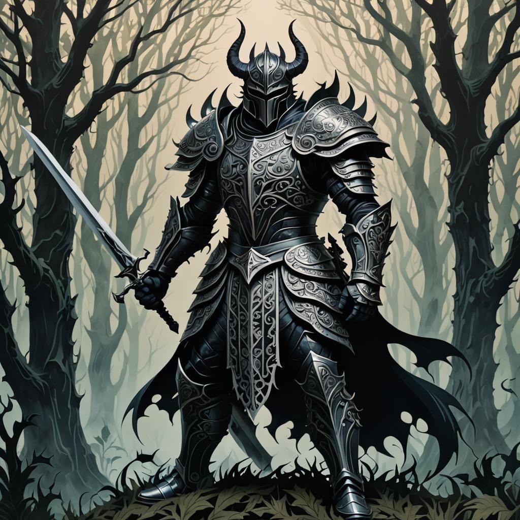Fearsome Demon Knight in Papercut Art