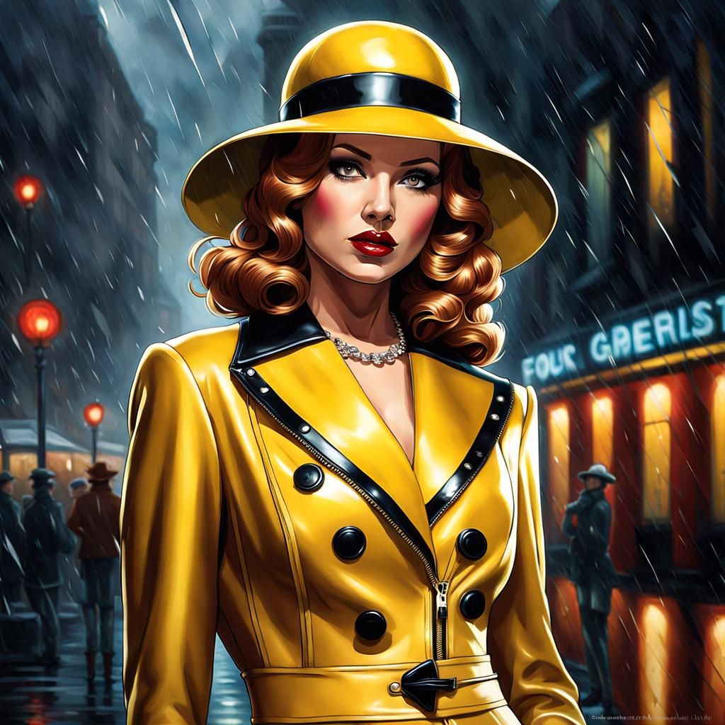 Neo Noir Femme Fatale in Rainy Warsaw